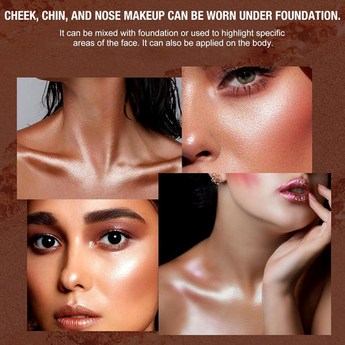 Highlighter Powder Palette, Makeup Palette for Facial Bronzers Illuminator, Waterproof Long Lasting (5 Color, 1 Count)