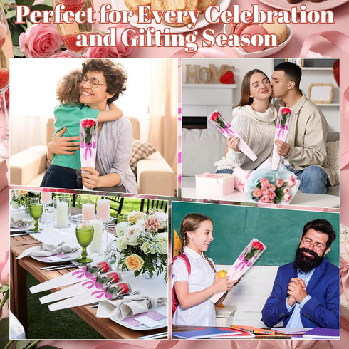 Kolldenn 100 100 Packaging Pcs Mother's Day Single Rose Sleeve with Pcs Flower Water Tube for Bouquet Waterproof Single