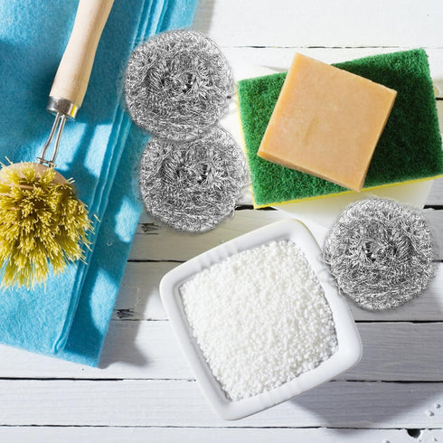 4pcs Wire Ball Pot Brush, Stainless Steel, Reusable Cleaning Brush for Kitchen Pots and Bowls