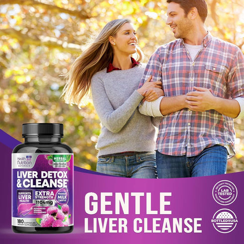 Gentle Liver Cleanse Detox & Repair Formula - 180 Capsules Herbal Liver Support Supplement for Liver Health