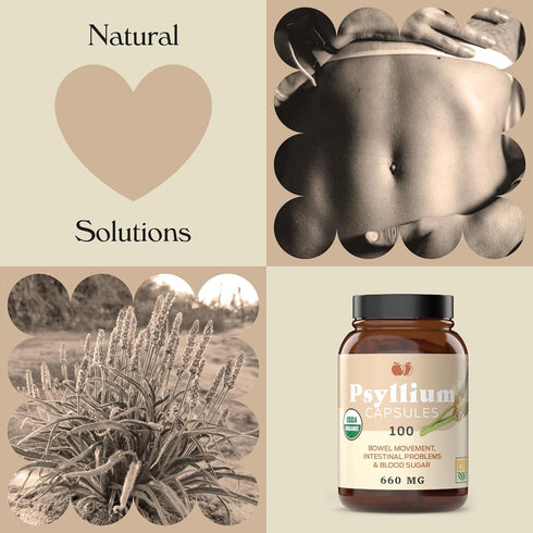 Pure Natural Whole Psyllium Husk Powder Capsules - 100 Pure Unflavored Fiber & Colon Cleanse, 660mg