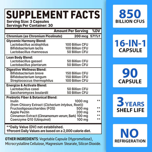 QIVERNAMY 50+ 850 1800mg 50, 90 Probiotics for Men, Advanced Mens Probiotic, Comprehensive Gut & Energy Support