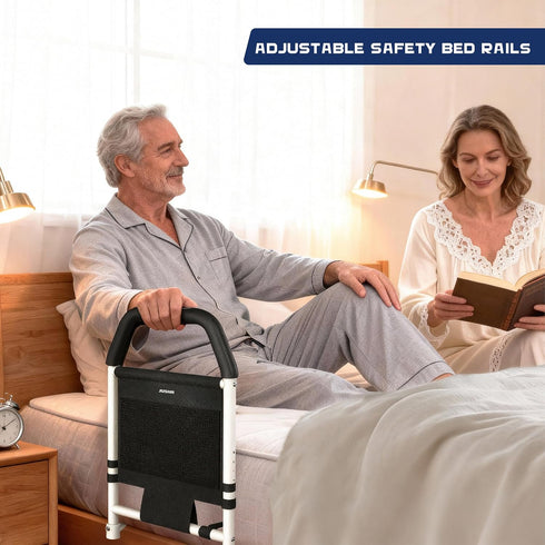 JUSHA YL-02 350 lbs Bed Rails for Seniors & Bed Rail for Elderly, Adjustable Safety Support with Non-Slip Handle