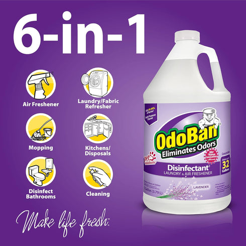 OdoBan Ready-to-Use Disinfectant Set of 2, 14.6 Ounce 360-Degree Continuous Spray Fabric/Air Freshener & 1 Gallon