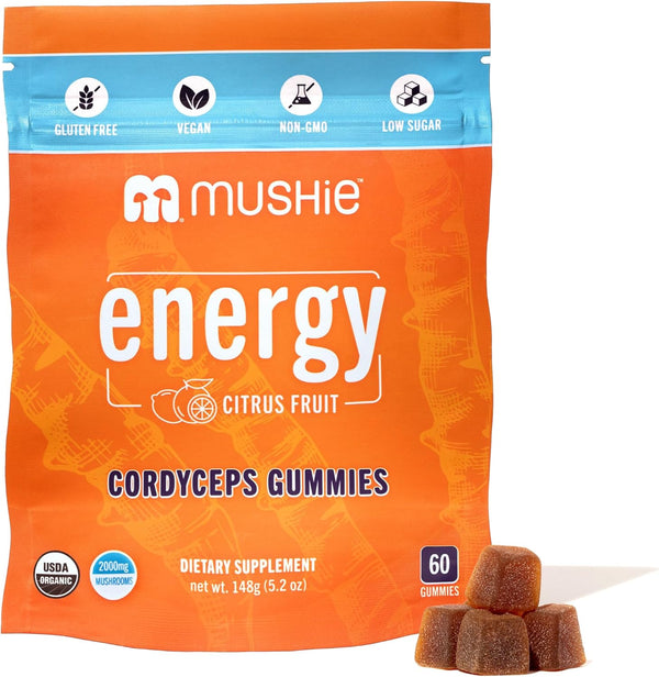 Mushie 100% Organic Cordyceps Mushroom Gummies - 2000mg Cordyceps Militaris Nootropic for Energy