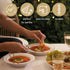 MATANA 25 Pack Plastic Bowls for Parties in White with Gold Rims, 7.5" Inch (12oz) Reusable for Events and Picnics