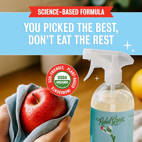 Rebel Green Fruit & Veggie Clean Plant-Based Produce CleanerNatural Fruit and Vegetable Wash with No Aftertaste