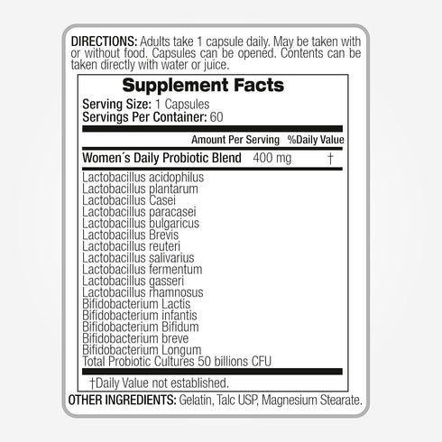 FITO MEDIC'S Lab Probiotics for Women - 50 Billion CFU - 60 Days Serving - Digestive Health Probiotic Blend