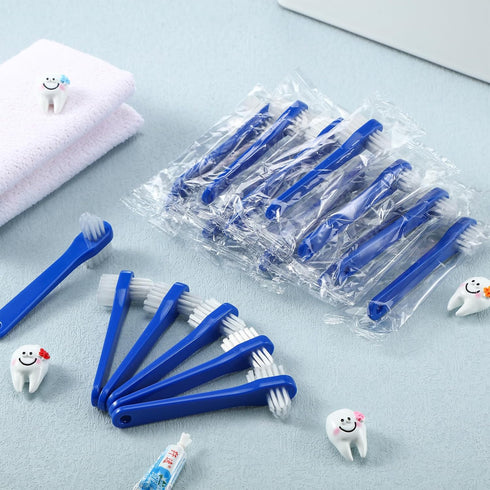 50 Pcs Denture Brush, Individually Dual Headed Firm Hard Bristle Toothbrush for Cleaning Dentures, Retainers, Braces