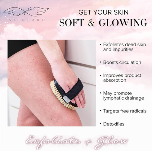 Seraphic Skincare Dry Brush Body Exfoliator for Smooth Glowing Skin, Promotes Blood Circulation, Exfoliating Body Brush
