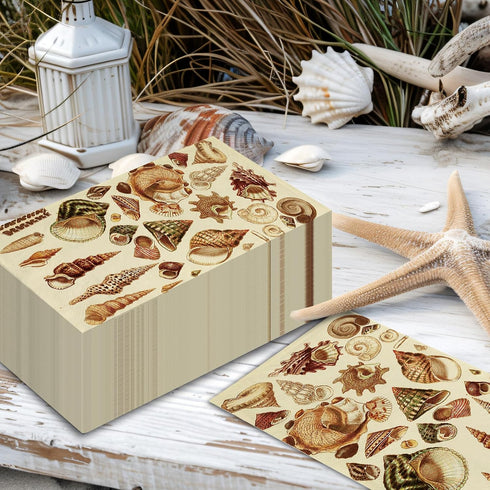 Kamiilah 80 Pack 4.37.8 Inch Of Vintage Conch Napkin Disposable Guest Napkin Marine Shell Daily Household Kitchen