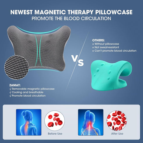 ZAMAT Neck and Shoulder Relaxer with Magnetic Therapy Pillowcase, Chiropractic Pillows for Pain Relief, Cervical