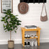 Bamboo Shower Bench Stool with Storage Shelf, Waterproof Shower Chair for Indoor or Outdoor Use, Bathroom Bench Seat
