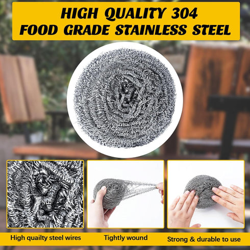 2 Pcs Stainless Steel Teak Scrub | 304 Stainless Steel Wool Scrubber | Rust Resistant for Cleaning Dishes & Furniture