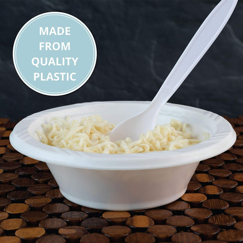 Plasticpro Heavyweight Disposable White Plastic Tea Spoons, Pack of 50 Count