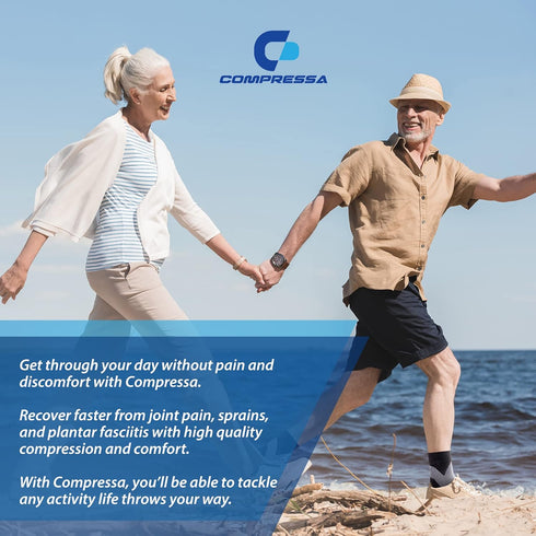 Compressa Compression Socks for Women & Men, 1 Pair Open Toe, Premium Non-Slip Support for Joint Pain Relief