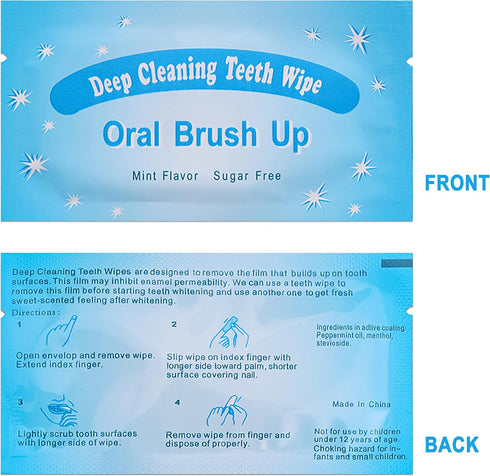 Mint-Flavored Oral Finger Wipes, Teeth Whitening Wipes for Oral Cleaning (Light Blue, 120 Pcs)