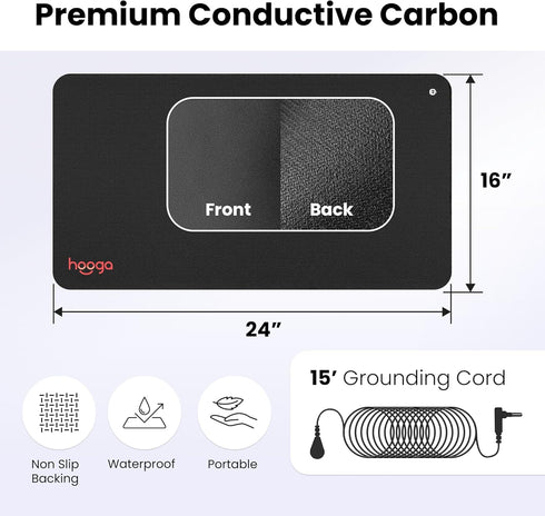 Hooga Grounding Mat for Sleep, Energy, Pain Relief, Indoor Grounding Therapy with 15 Foot Cord