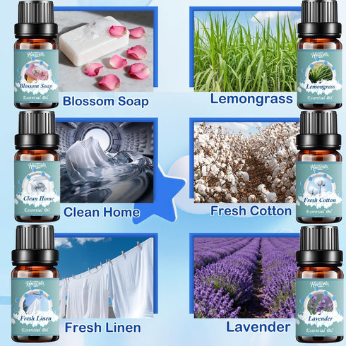 Hovacota Set, Laundry Essential Oils Diffusers Oils for Home, Clean Fragrance Scents Blends for Humidifiers, Candle