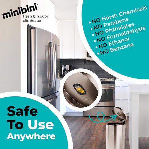 Flint MiniBini Odor Eliminating Device, 30 Day Deodorizer with Fresh Lemon Scent for Kitchen, Bathroom, Garbage Can