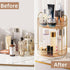 Makeup Organizer for Vanity, 360° Rotating Bathroom Organizer, High-Capacity Skincare Organizer for Dresser Countertop