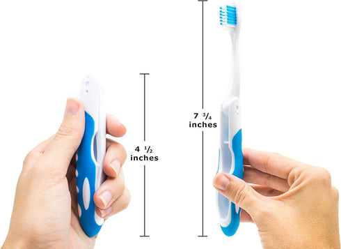 Lingito Travel Toothbrush, Folding with Built-in Cover, Packable, Collapsible, Pocket Medium Bristle Brushes (2 Pack)