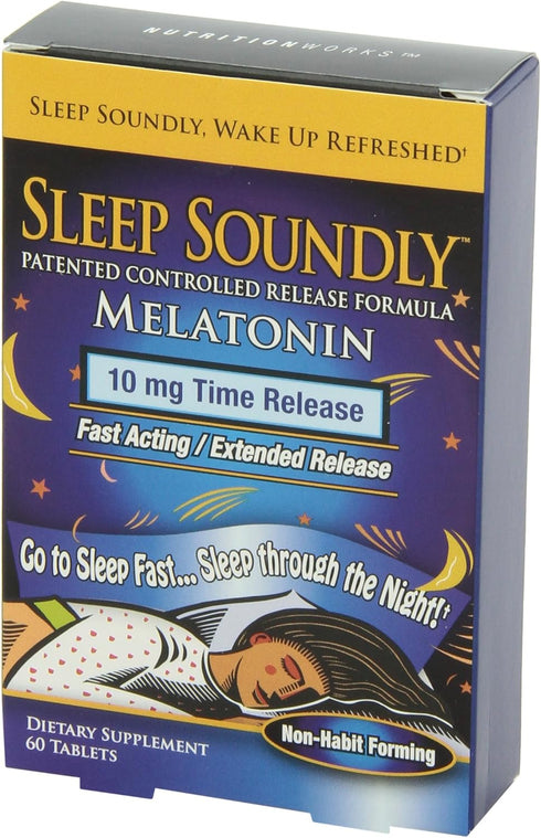 Sleep Soundly Melatonin 10mg, Fast Acting, Extended Release Sleep Formula, 60 Servings, Blue