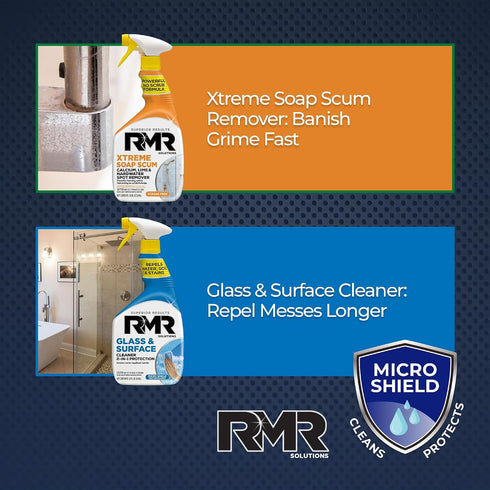 Pack 232 Oz RMR Shower Shield Power Glass & Surface Cleaner/Repellent + Xtreme Soap Scum Remover, Multi-Surface