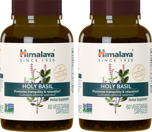 Himalaya Holy Basil Tulsi Herbal Supplement, 720 mg, 60 Capsules, 2 Pack, Stress Relief, Vegan, Ayurvedic