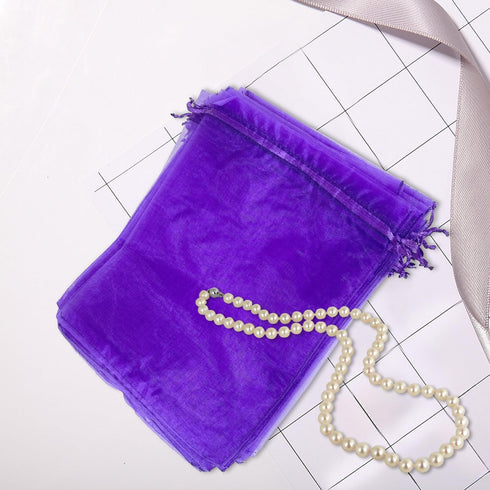 100PCS 6x9 Inches Organza Drawstring Pouches, Jewelry Party Wedding Favor Gift Bags (Purple)