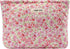 Quilted Floral Cotton Makeup Pouch, Coquette Cosmetic Bag for Women and Girls, Aesthetic Organizer Bag (01 Pink Little