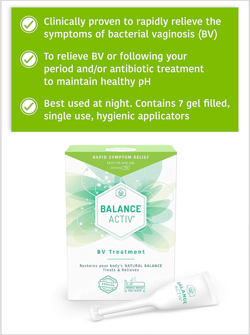 Bacterial Vaginosis Treatment, BV Balance Activ Gel, 7 Tube Box