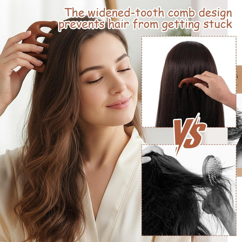 WJIAAA 2 Set 5-Claw Wooden Scalp Massager Comb, Shapes Natural Wooden Hair Growth Scalps Massager Comb Head Wood Scalp