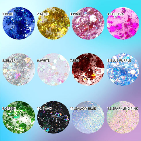 DAGEDA Body Glitter Gel, Holographic Face Glitters, Color Changing Glitter for Face, Hair, Nails, 1.7oz (Galaxy Blue)