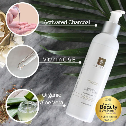 Organic Face Wash - Gentle Daily Cleanser for Women and Men with Coconut Oil, Aloe Vera, Charcoal