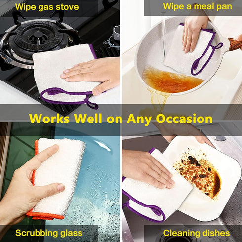 Dish Wash Cloths, Kitchen Wash Cloths for Dishes, 10x10inch 6 Pack, Super Absorbent Terry Cleaning Rags
