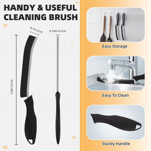 3 Pcs Hard Bristle Cleaning Brush Set, Grout Scrub Brush for Tile Crevice, Bathroom Kitchen Gap Cleaning Tools (Black)