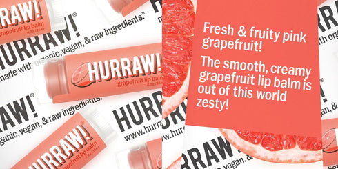 Hurraw! Grapefruit, Mint, Black Cherry Tinted Lip Balms - 3 Pack Bundle, Organic and Certified Vegan