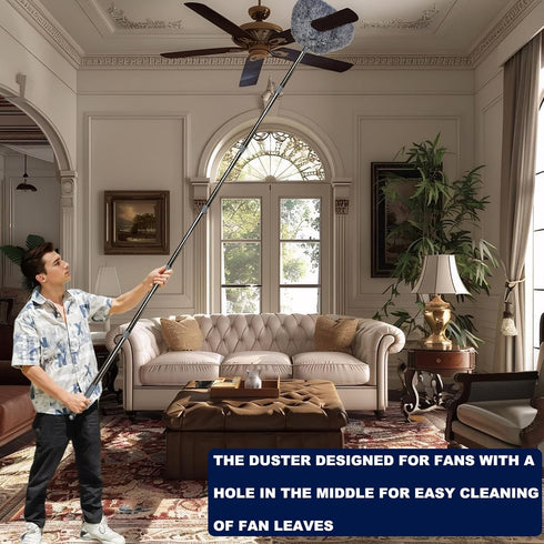 4 Pack High Reach Dusting Kit with 20+ Feet, 3-14 ft Spliceable Pole, 2 in 1 Window Cleaning Kit, Ceiling Fan Duster