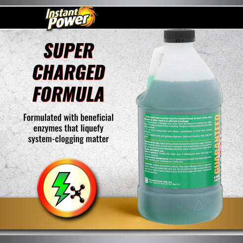 Instant Power Slow Drain Build Up Remover – Ends Slow Drains for Sinks, Tubs, Showers, Toilets, Disposals, RVs, 2 Liters