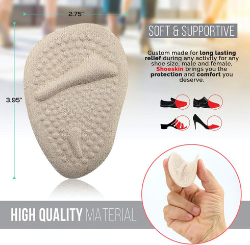 Metatarsal Pads - Cushion Inserts for All Day Pain Relief and Comfort (Beige & Black)
