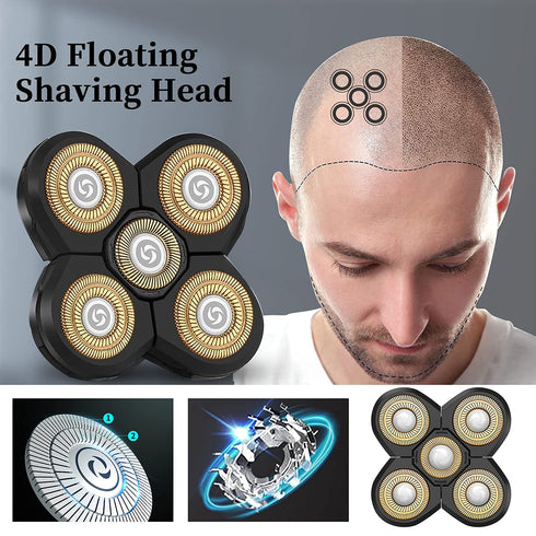 Roziapro Replacement Shaver Head Blade Cutters, 5D Floating Waterproof Electric Razor, Gold