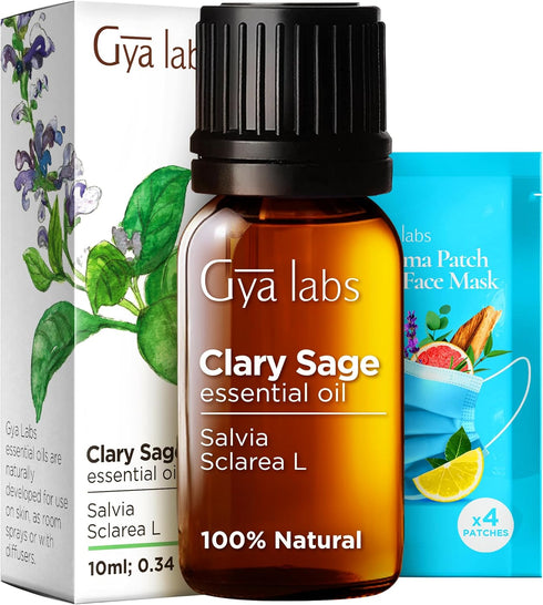Gya Labs Clary Sage Essential Oil - 0.34 Fl Oz, Soothing Aroma for Relaxation, Nourishes Hair