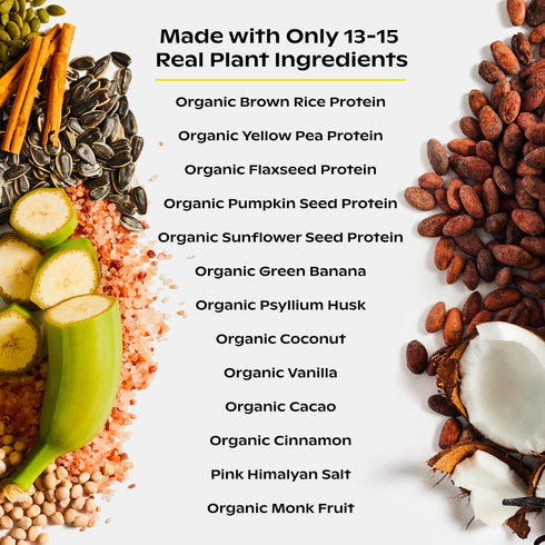 wholier Organic Plant Protein + Prebiotics, 21g Vegan Protein, 5g Fiber, Vanilla Bean