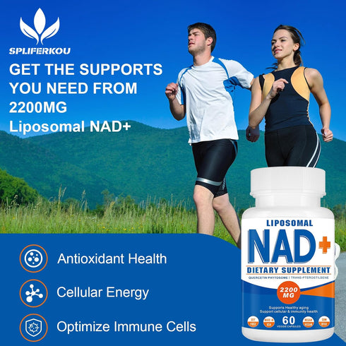 2200mg Liposomal NAD+ Supplement for Cellular Energy & Aging Defense, 180 Capsules