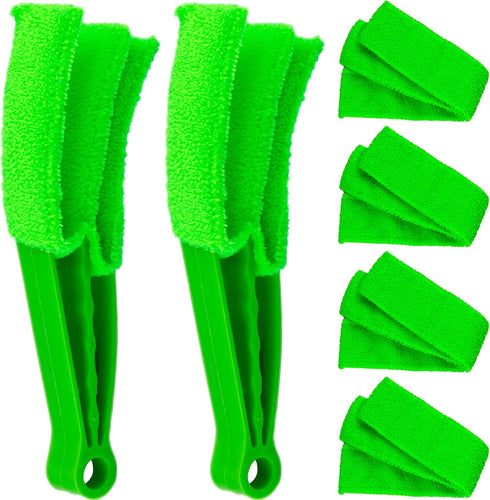 2 Pieces Microfiber Blind Duster Brushes with 6 Sleeves, Window Blind Cleaner Tools for Shutters and Vents