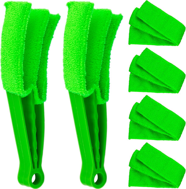 2 Pieces Microfiber Blind Duster Brushes with 6 Sleeves, Window Blind Cleaner Tools for Shutters and Vents