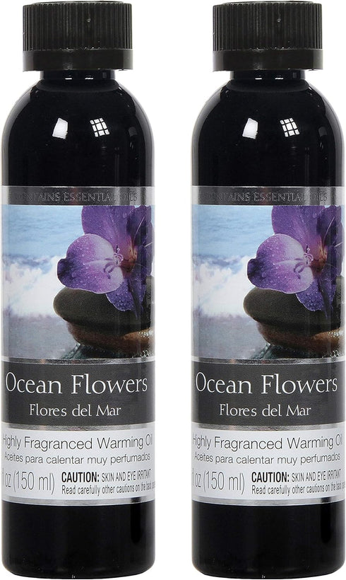 Hosley's Set of 2 OCEAN FLOWERS Fragrance Warming Oils 5 Ounce. Ideal GIFT for weddings spa Reiki Meditation Bathroom settings. P1