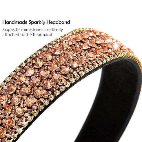 Wecoe 4 Pack Rhinestone Headbands, Glitter Sparkly Diamond Flower Hair Accessories for Girls and Women