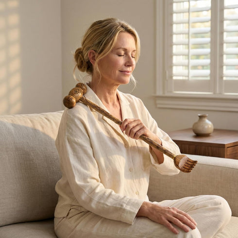 mikabaka 2 1 Hammer, in Wooden Back Scratcher and Massager Long Handle Manual Back Tapper for Itching Relief, Muscle
